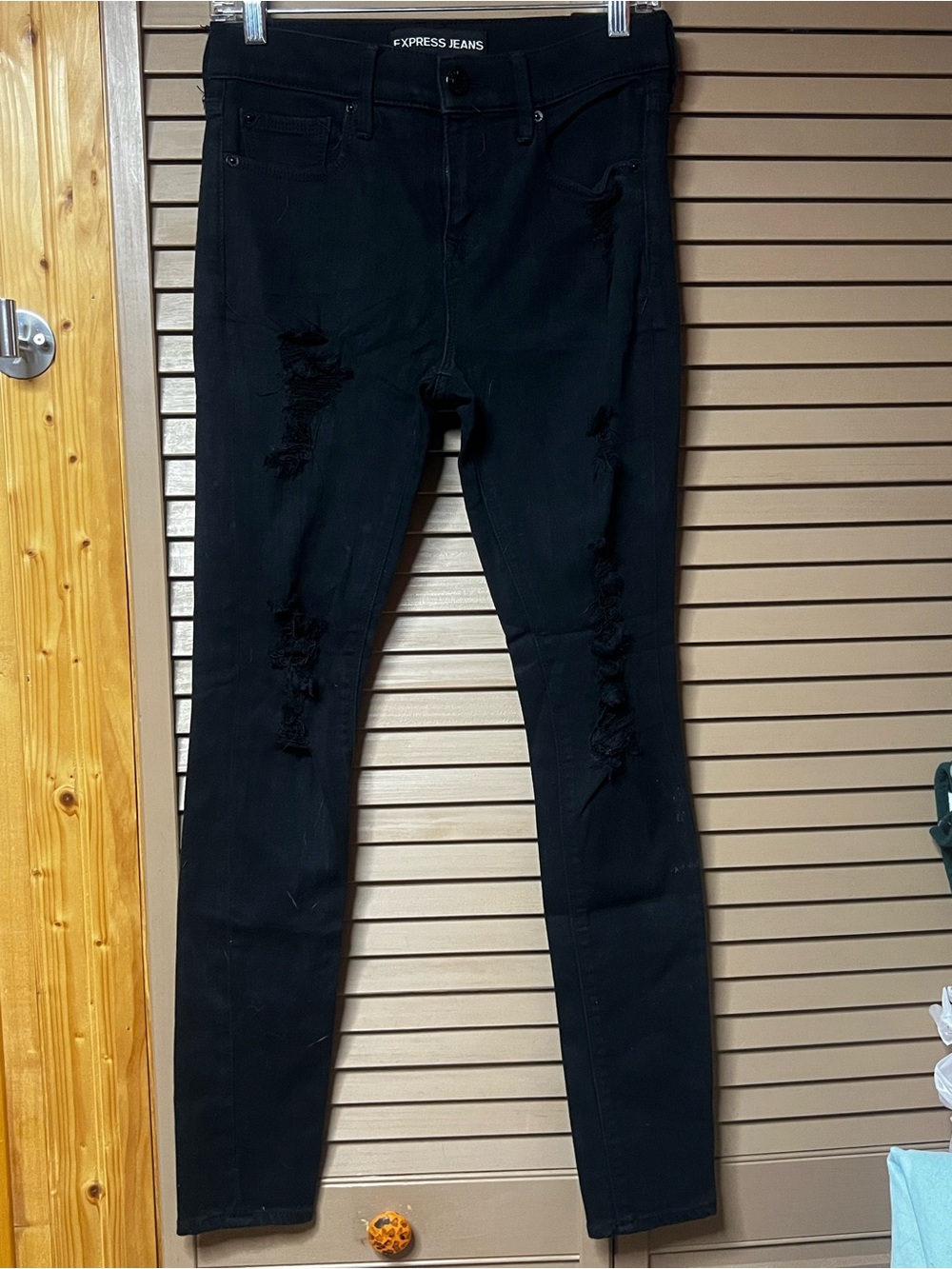 Express Black Distressed Skinny Jeans